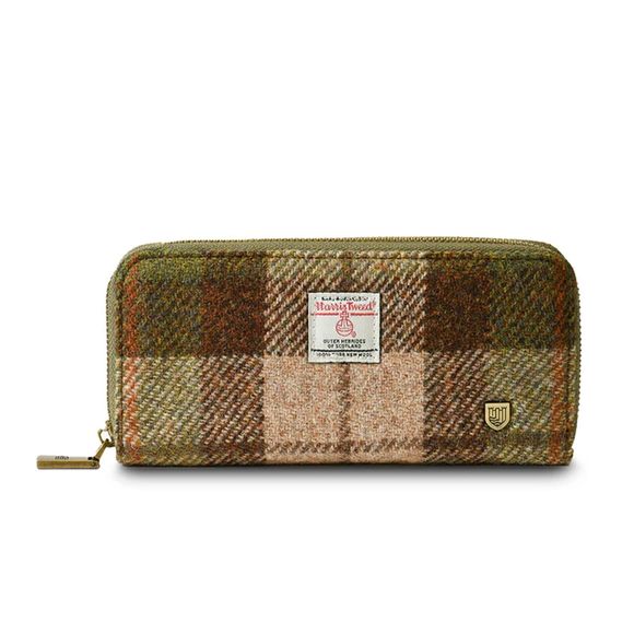 Harristweed & Pu Leather Long Ziurse, Chestnut Tartan, Carry T_T - Picture 1 of 4